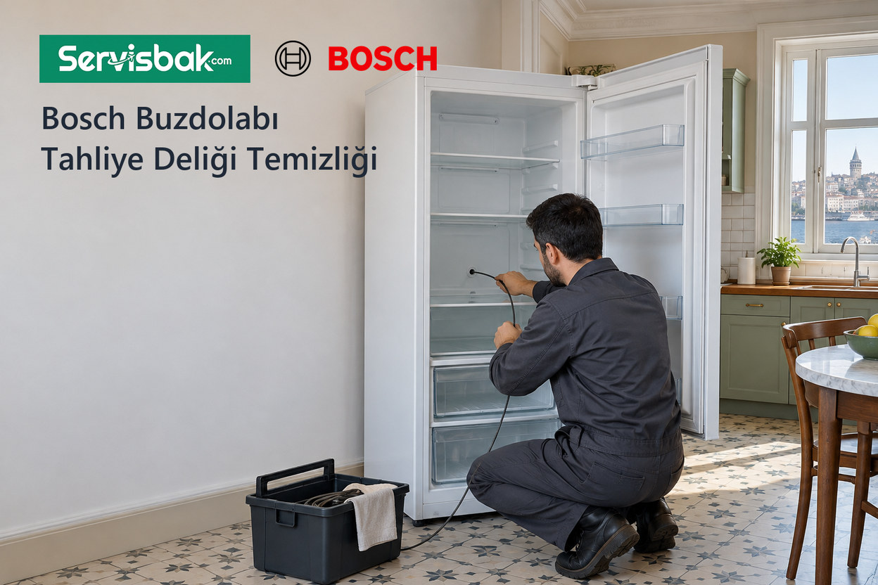 Bosch buzdolabı tahliye deliği temizliği - Servisbak.com