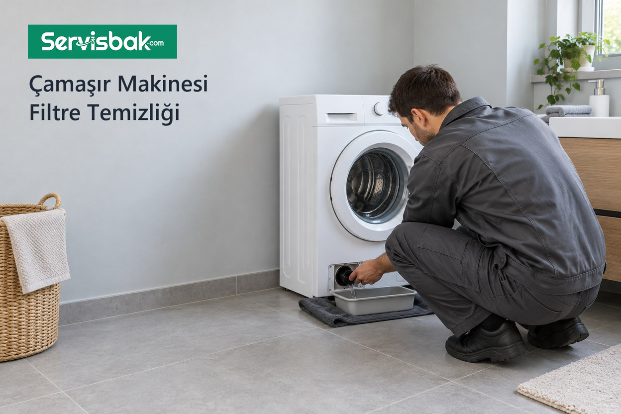Çamaşır makinesi pompa filtresi temizliği - Servisbak.com